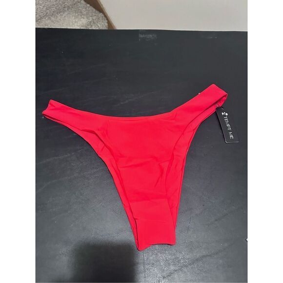 TEMPT ME Women's Size XL Red High Thigh Bathing Suit Swim Bottoms Only New - Picture 3 of 10